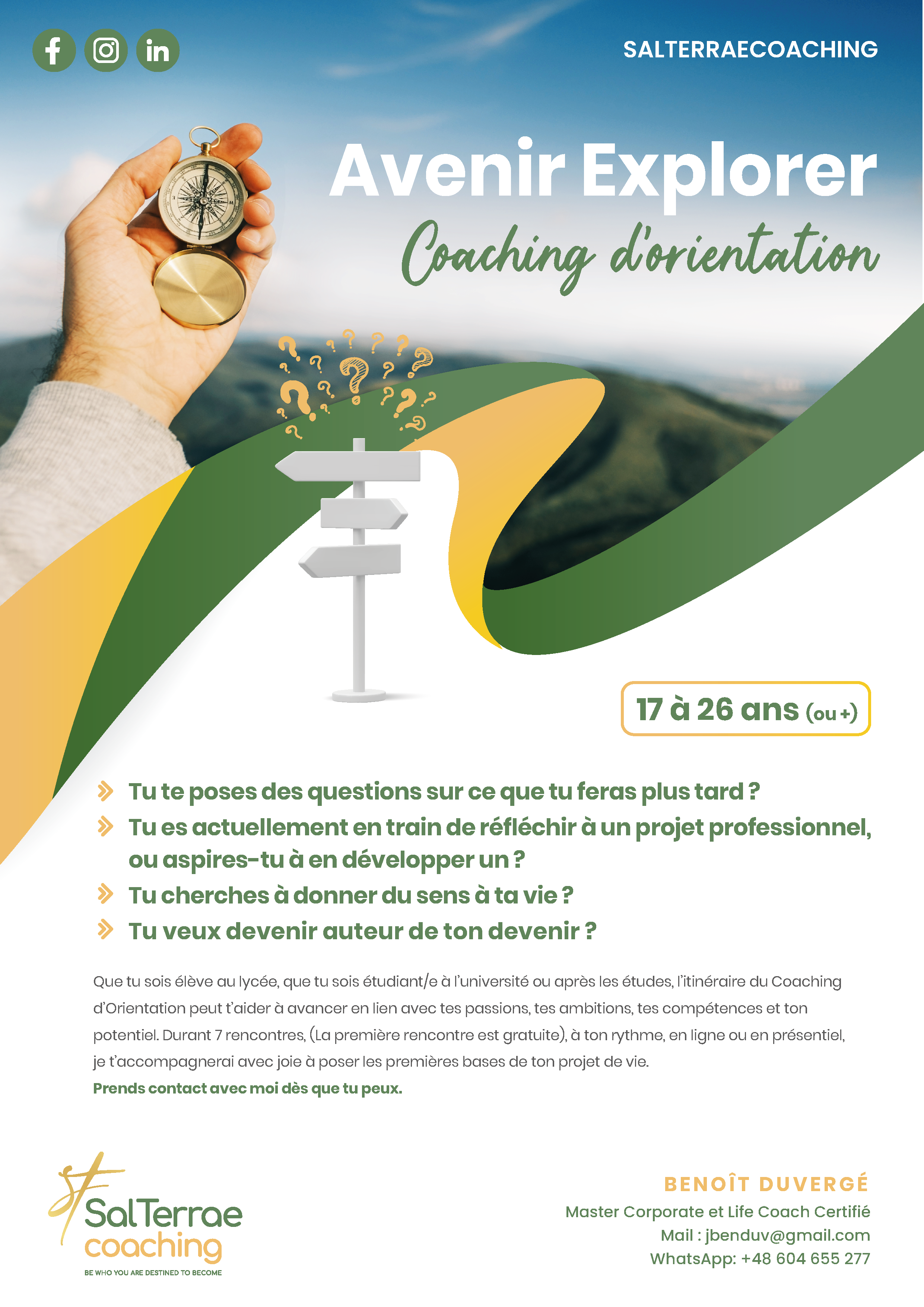 Poster au sujet du coaching d'orientation des jeunes